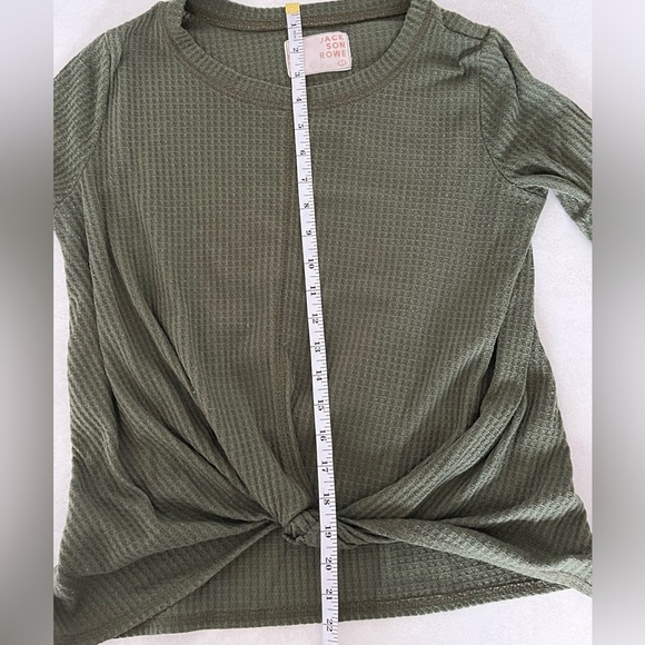 JACKSON ROWE/ Olive green twist front/  Waffle knit/ Long sleeved top/ Size US S - Picture 7 of 8
